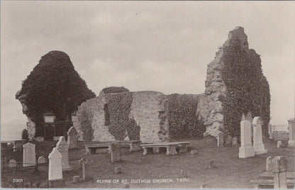 Ross-shire Postcard: Ruins of St Duthus Church Tain Graveyard Scene  XT2047