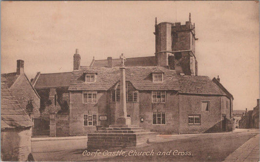 Dorset Postcard: Corfe Castle Village Church and Cross Street Scene  XT2049