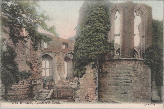 Warwickshire Postcard: Oriel Window Kenilworth Castle Ruins 1910's XT2051