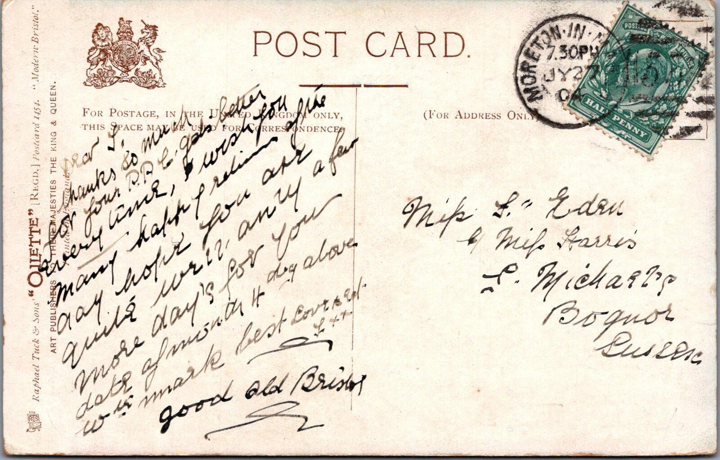 Somerset Postcard: Bristol High Street, St Nicholas Church, 1900's XT2085
