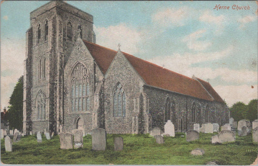 Kent Postcard: Herne Church Near Herne Bay, St Martin's Edwardian XT3417