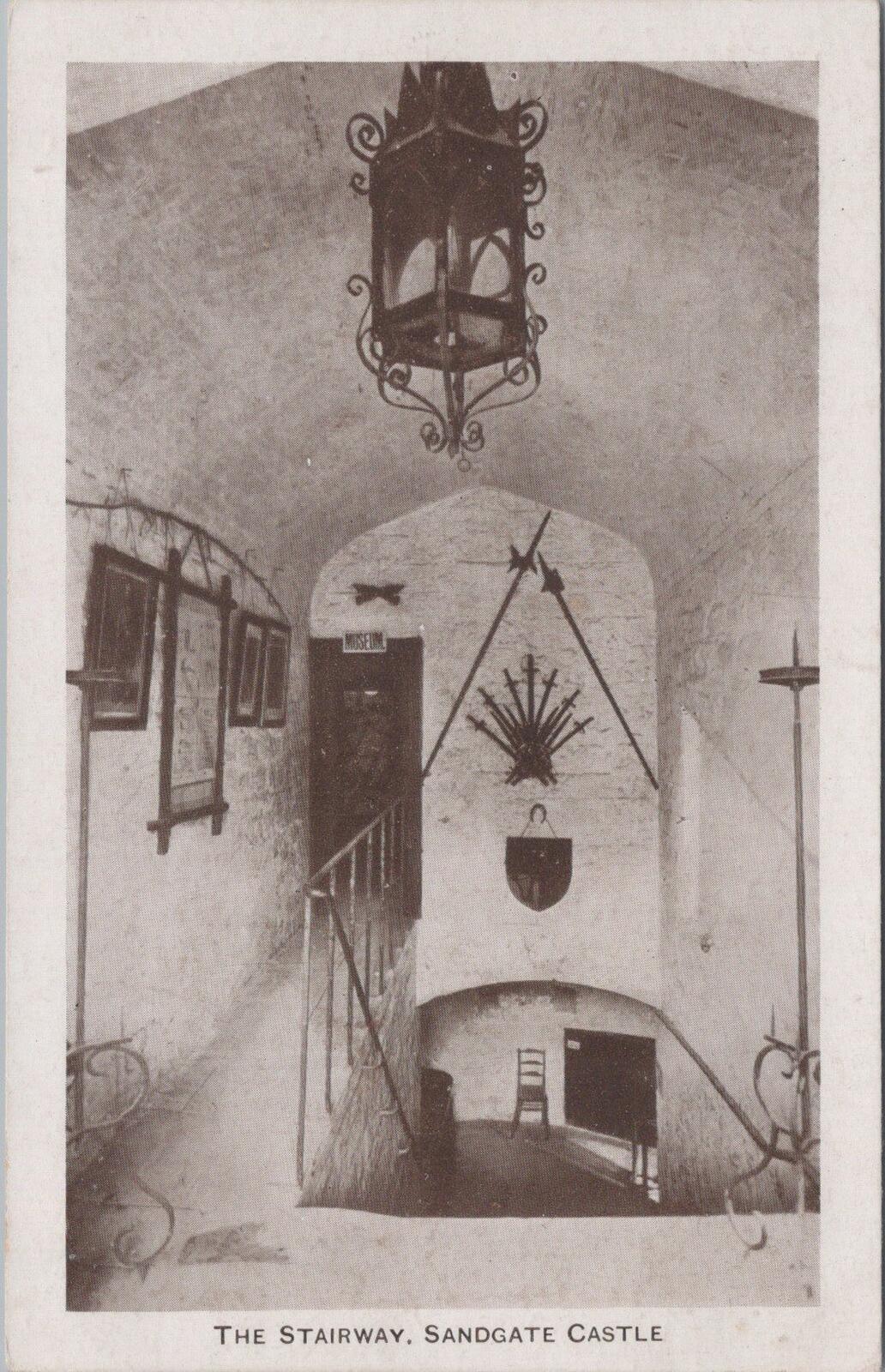 Kent Postcard: Sandgate Castle The Stairway Folkestone Interior Museum XT3418