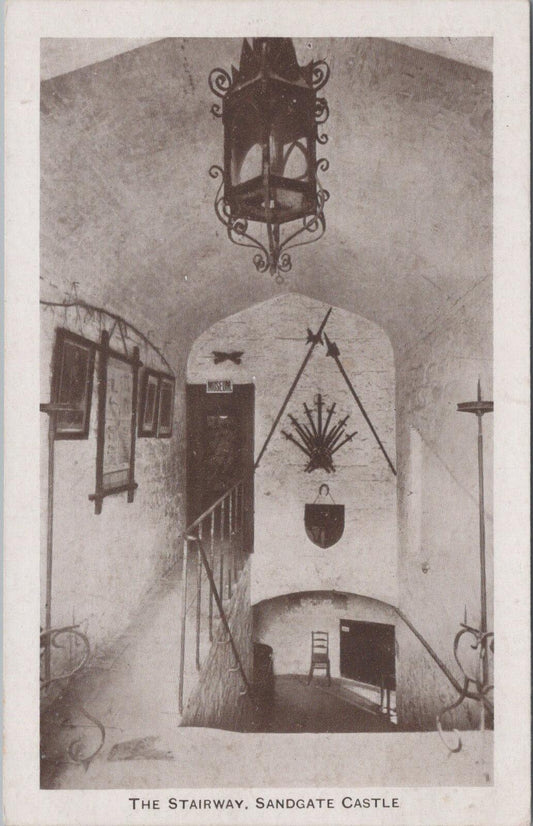 Kent Postcard: Sandgate Castle The Stairway Folkestone Interior Museum XT3418