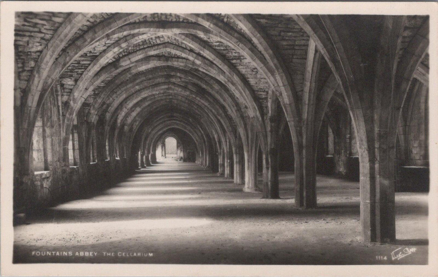 Yorkshire Postcard: Fountains Abbey The Cellarium Ripon RPPC XT3421