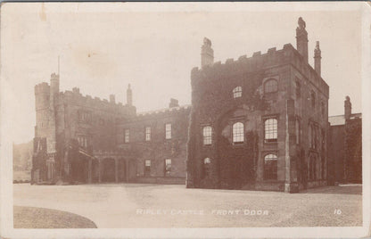 Yorkshire Postcard: Ripley Castle Front Door Harrogate RPPC XT3423