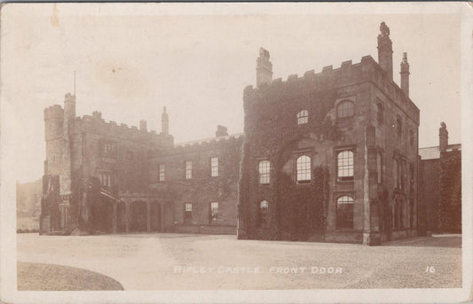 Yorkshire Postcard: Ripley Castle Front Door Harrogate RPPC XT3423
