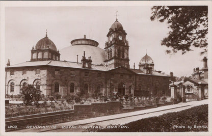 Derbyshire Postcard: Devonshire Royal Hospital Buxton Clock Tower RPPC XT3426