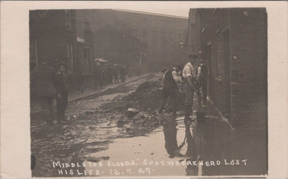 Lancashire Postcard: Middleton Floods Spot Where Hero Fred Hall Died 1927 XT3434