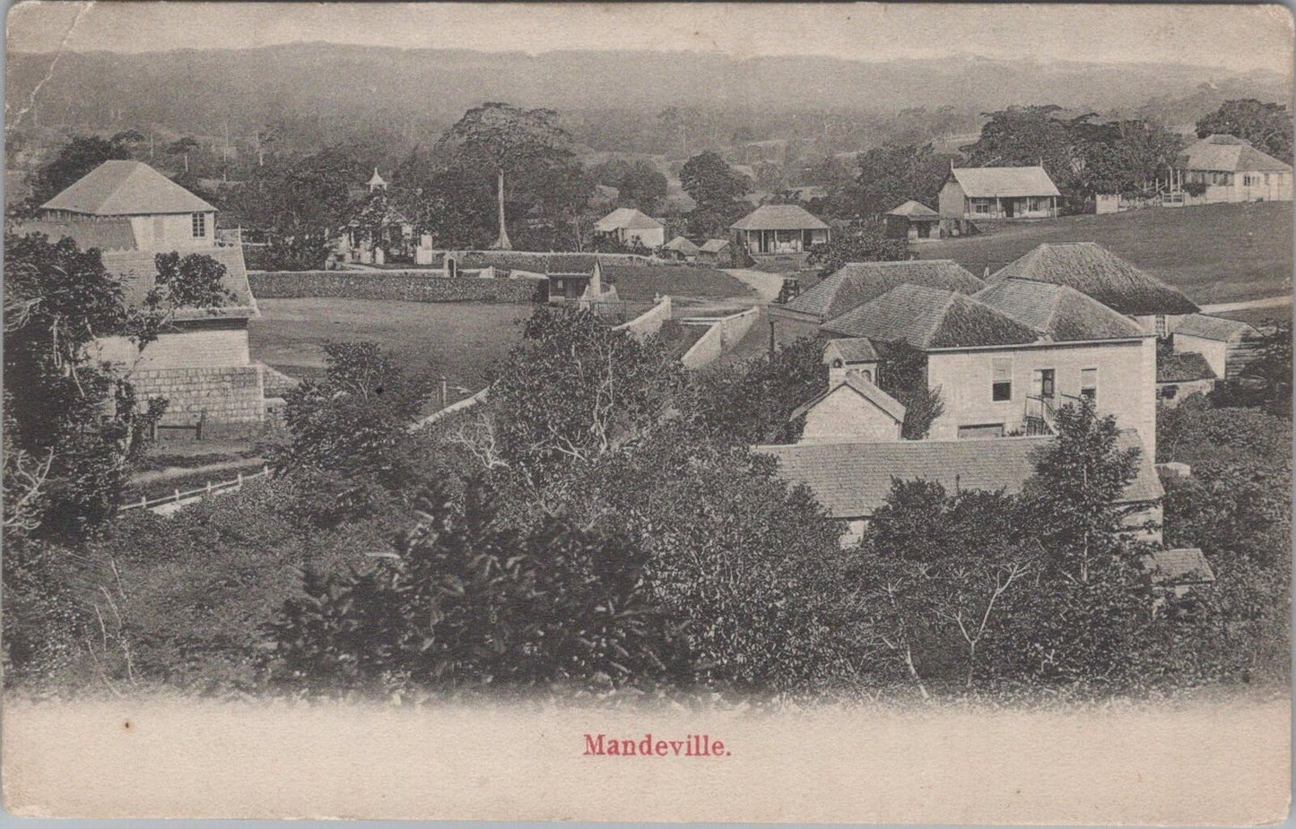 Jamaica Postcard: Mandeville Hillside View Town Panorama c1905 XT3436