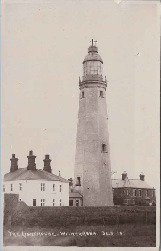 Yorkshire Postcard: Withernsea Lighthouse Tower Buildings RPPC 1920s XT3438