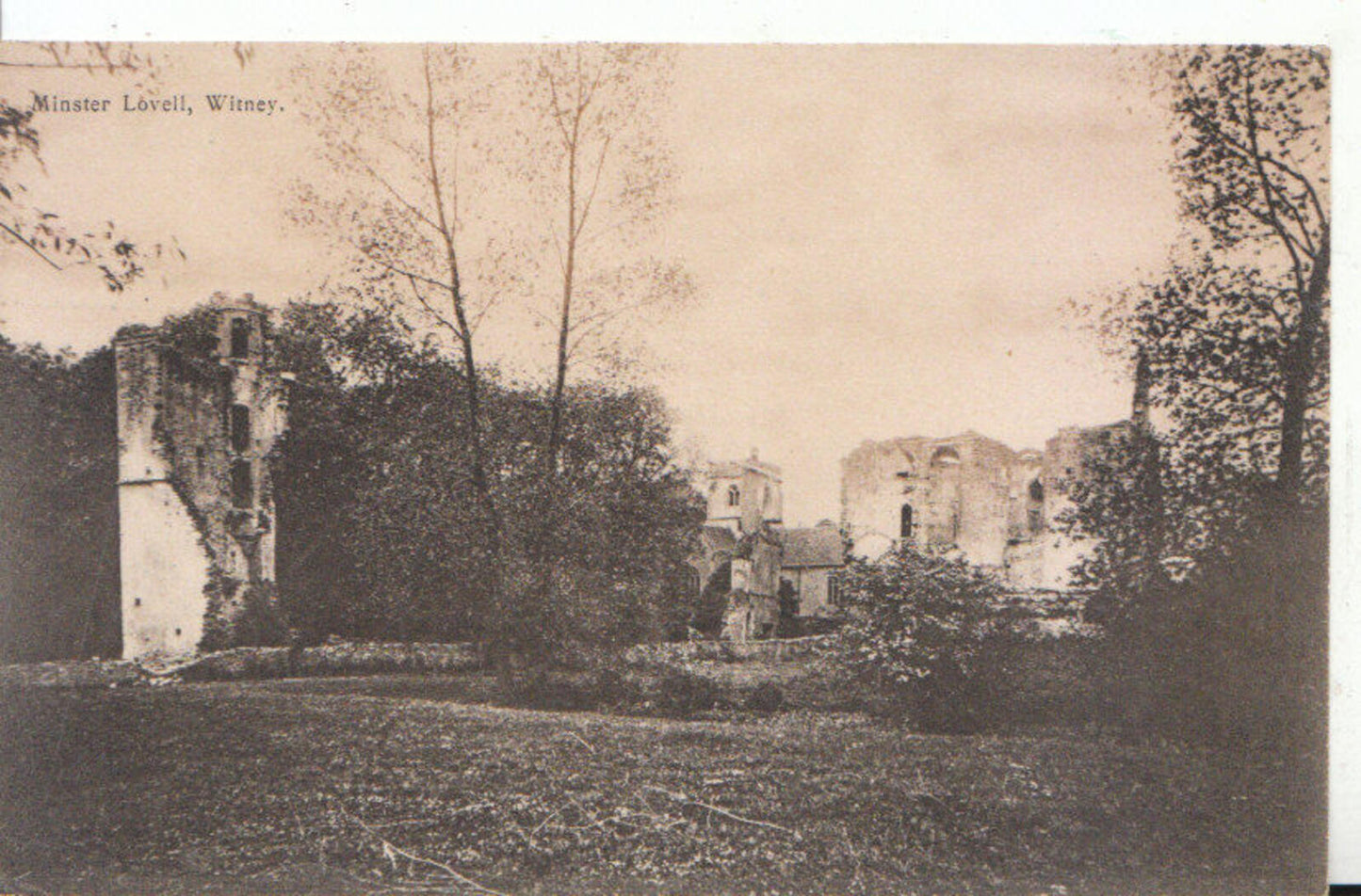 Oxfordshire Postcard: Minster Lovell Hall Ruins nr Witney Church 6097A