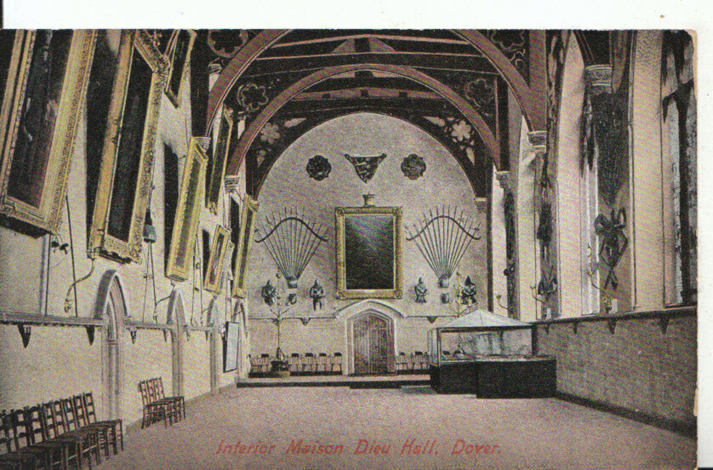 Kent Postcard: Interior Maison Dieu Hall, Dover, Historic Timber Roof  16219A
