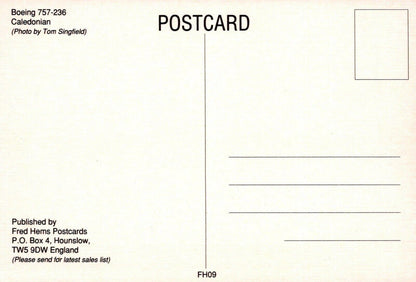 Aviation Postcard - Boeing 757-236 Caledonian Aeroplane RRR97