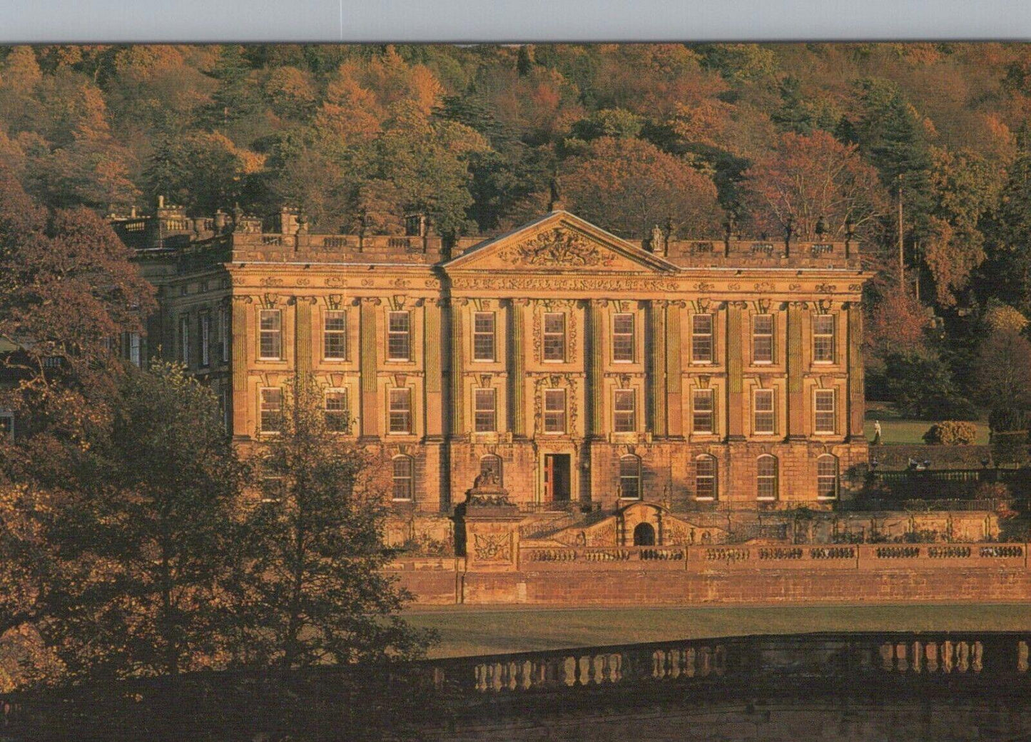 Derbyshire Postcard - Chatsworth House - The West Front at Sunset   RRR224