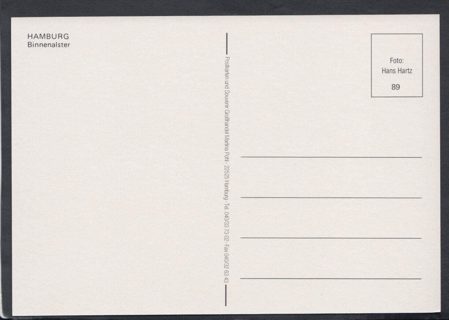 Germany Postcard - Hamburg - Binnenalster RR5720
