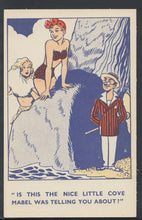 Load image into Gallery viewer, Comic Postcard - Saucy / Seaside / Beach / Swimsuit / Cove / Rocks / Man - U1808
