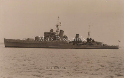 Naval History Postcard - H.M.S.Sheffield, British Royal Navy Light Cruiser  XT81