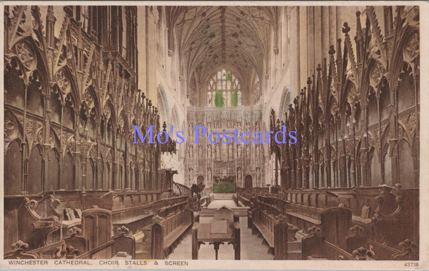 Hampshire Postcard - Winchester Cathedral Choir Stalls & Screen  DC2049