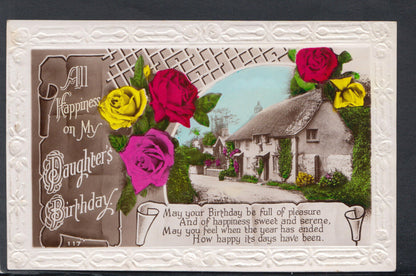 Greetings Postcard: All Happiness on My Daughter's Birthday Cottage RS20214