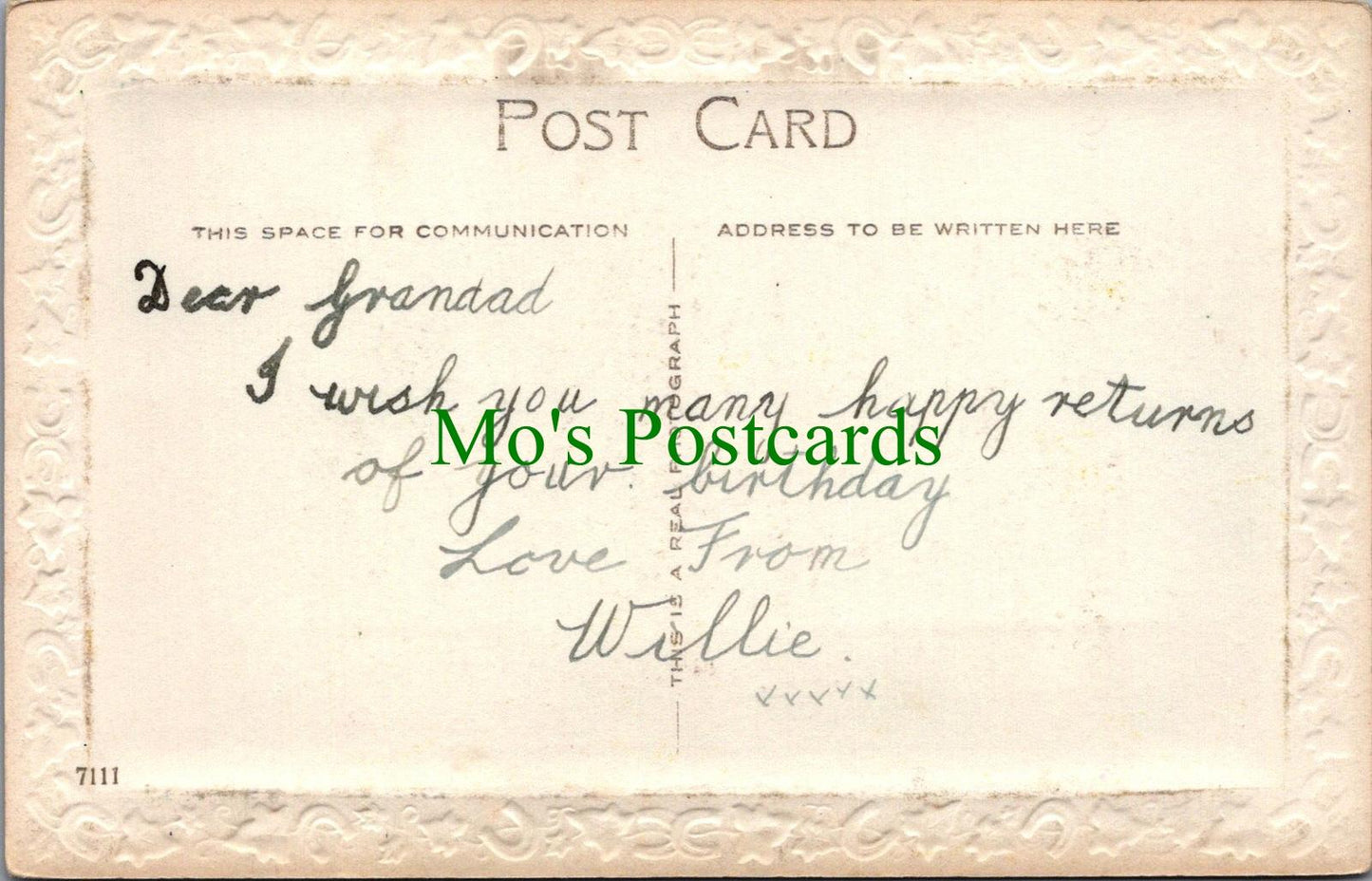 Greetings Postcard-Wishing Grandfather Many Happy Returns of The Day Ref.RS32144