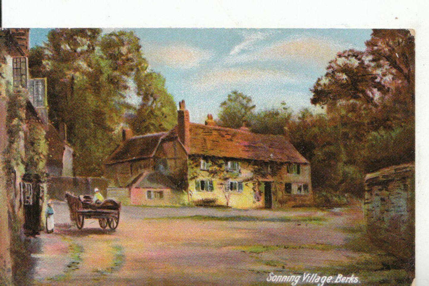 Berkshire Postcard: Sonning Village, Historic Half Timbered Cottages 1914  15821A