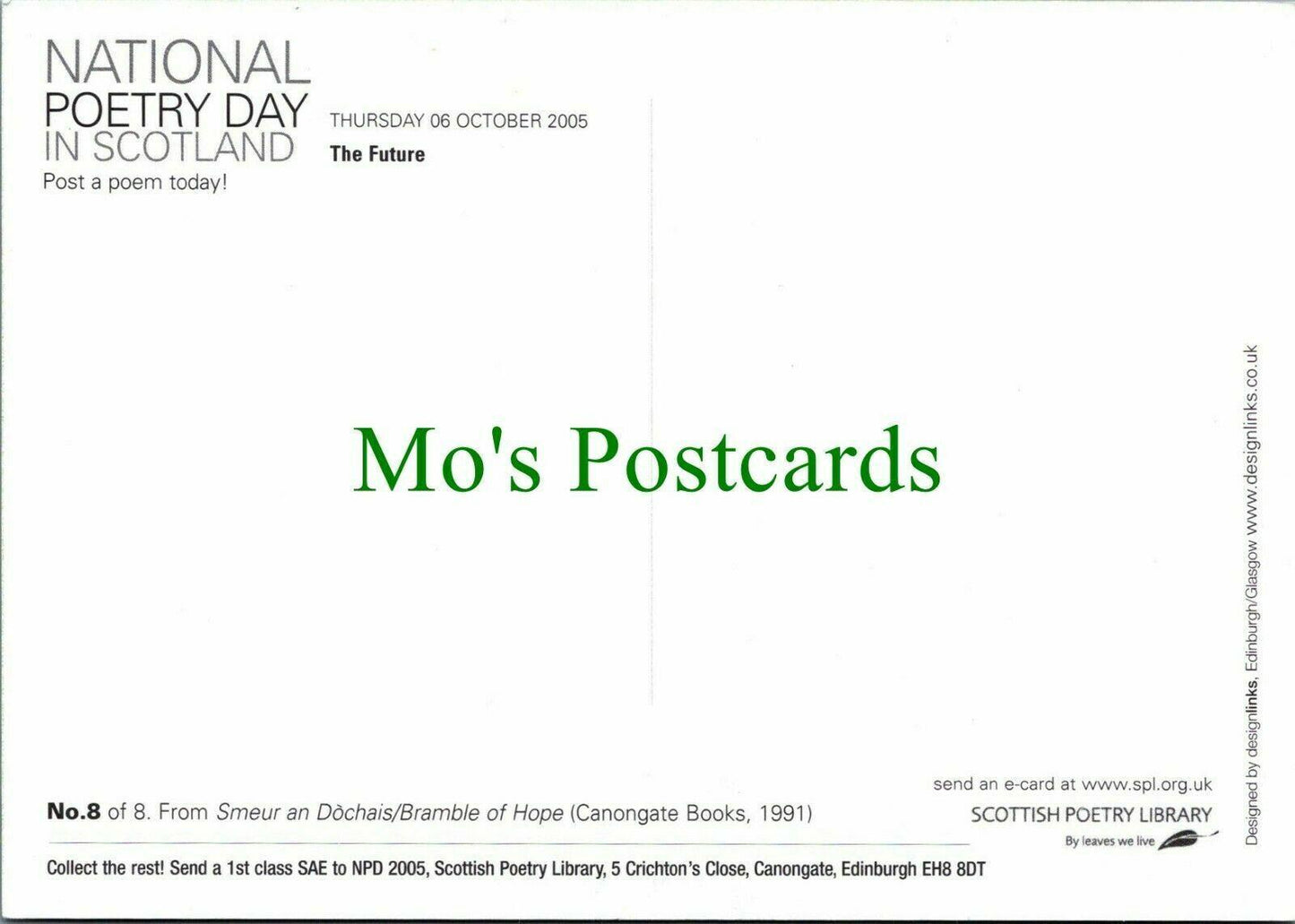 Advertising Postcard - National Poetry Day in Scotland, The Future RR11150