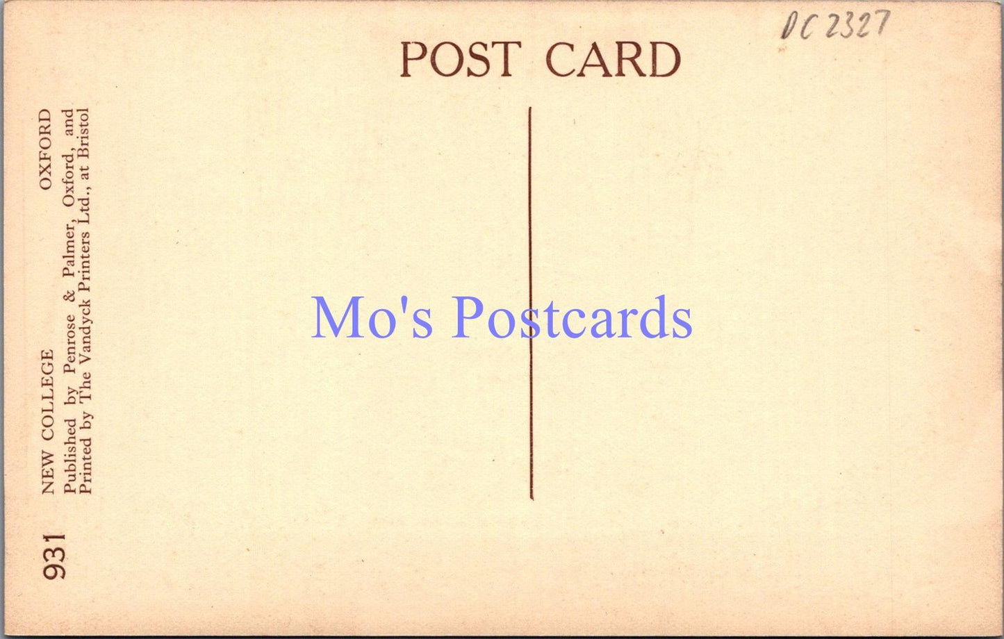 Oxfordshire Postcard - Oxford, The Cloisters, New College   DC2327