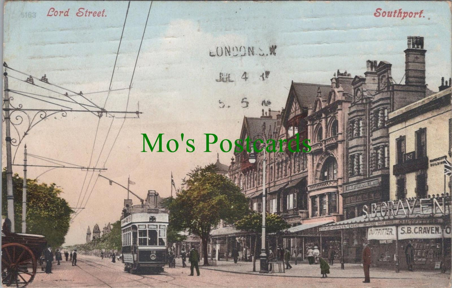 Lancashire Postcard - Southport, Lord Street   RS33537