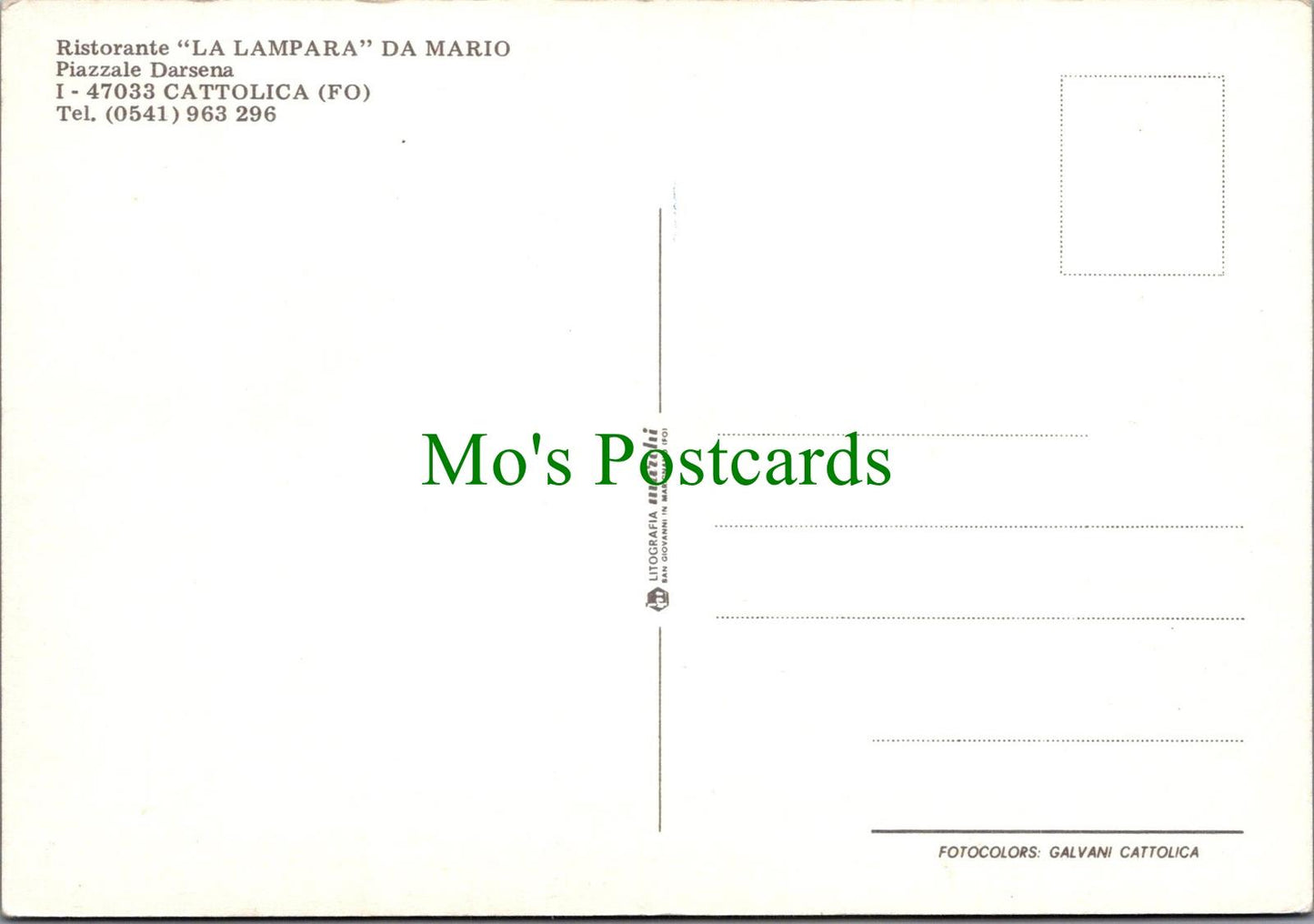 Italy Postcard - Cattolica, Rsitorante "La Lampara" Da Mario - Rimini RRR1331