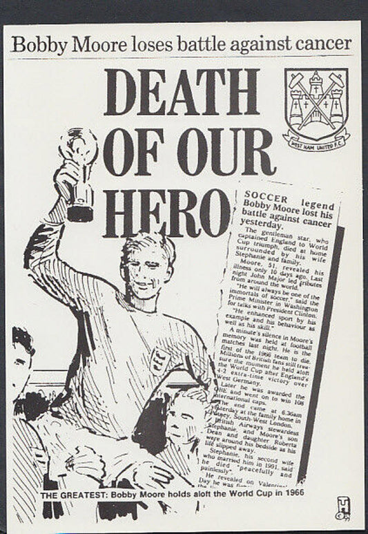 Headline Postcard - Sports - Football - Bobby Moore - Death of Our Hero  RR2503