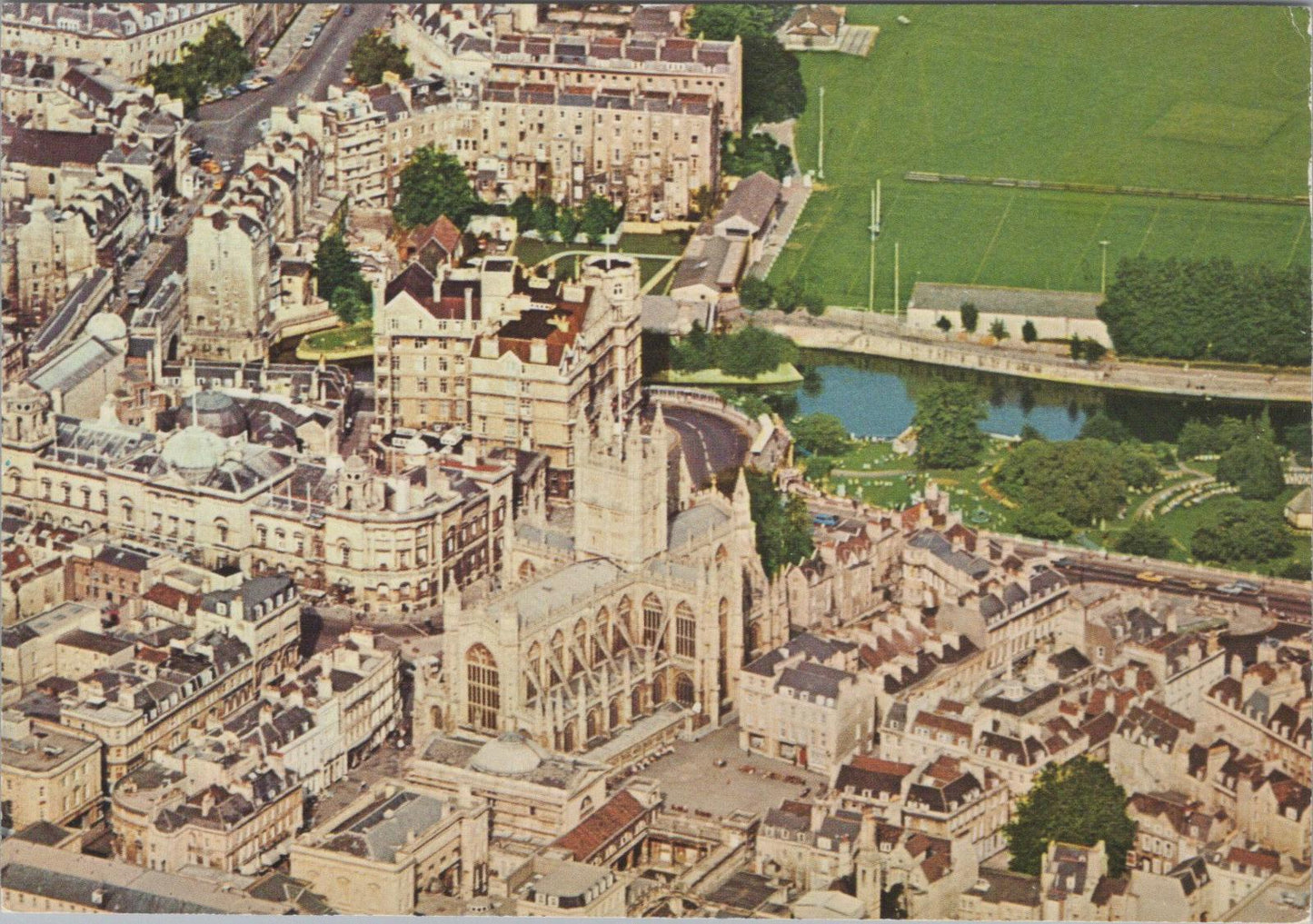 Somerset Postcard - Aerial View of Bath Showing The Abbey  RR23229