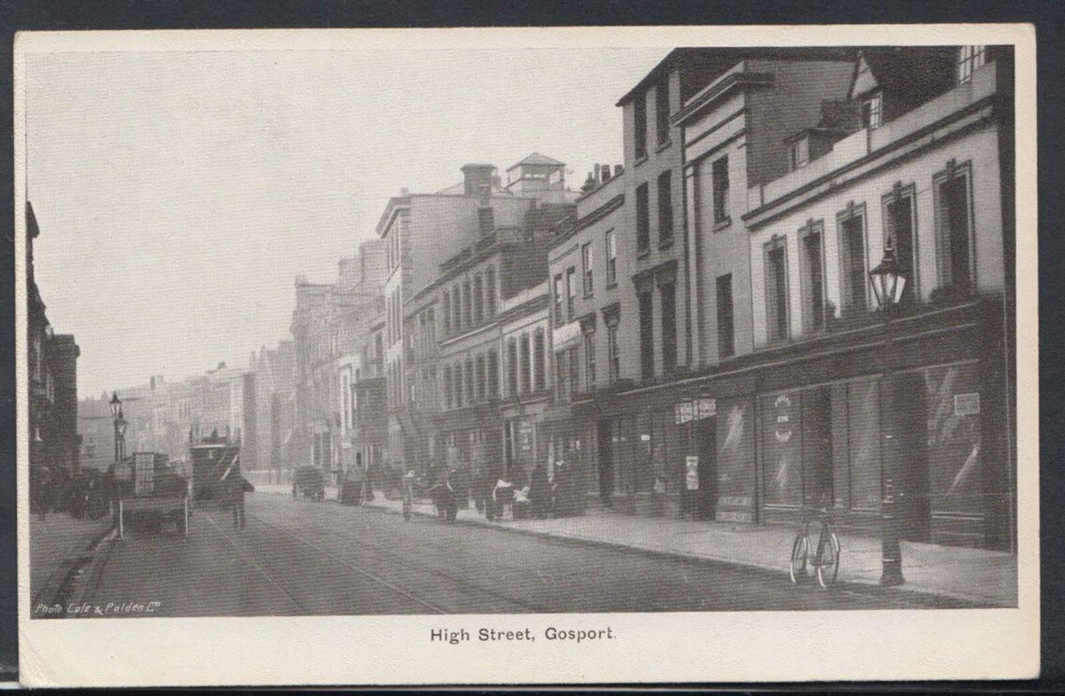 Hampshire Postcard: Gosport High Street Shops Horse Carriage 1900s T1398