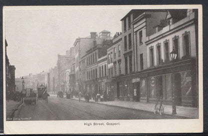 Hampshire Postcard: Gosport High Street Shops Horse Carriage 1900s T1398