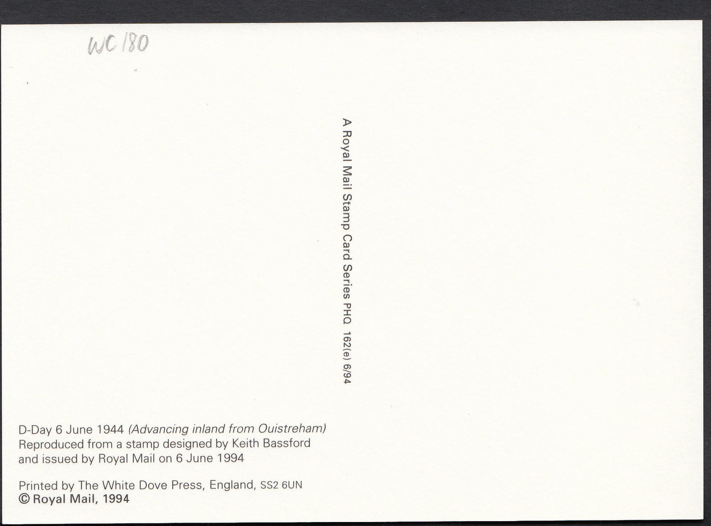 Royal Mail Stamp Postcard - D-Day 6 June 1944,  Advancing Inland  WC180