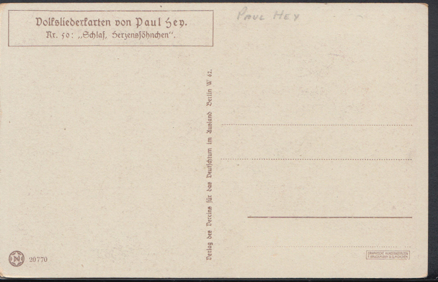Artist Postcard - Schlaf Herzenssuhnchen, Mein, Liebling Bist Du  RS8744