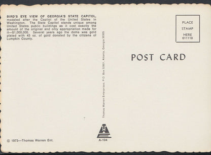 America Postcard: Bird's Eye View of Georgia's State Capitol RR2141