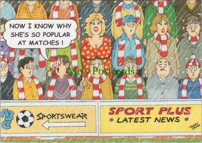 Comic Postcard: Saucy Humour Terry Irvine Art Sports Fans in Stadium RR15035