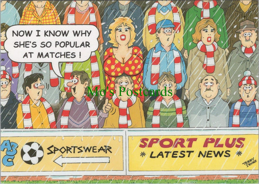 Comic Postcard: Saucy Humour Terry Irvine Art Sports Fans in Stadium RR15035