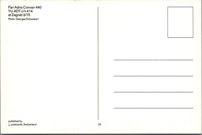 Aviation Postcard - Pan Adria Convair 440 YU-ADT Aeroplane at Zagreb   RR18710