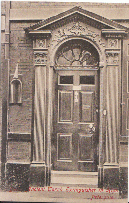 Yorkshire Postcard - York, Ancient Torch Extinguisher in High Petergate 169A