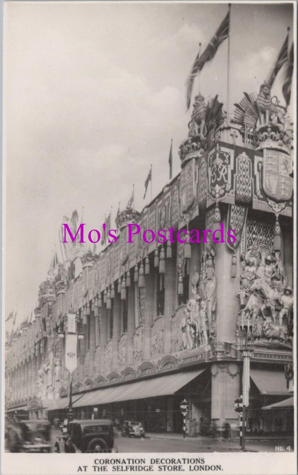 London Postcard - Selfridge’s Department Store, Coronation Decorations   RS39236