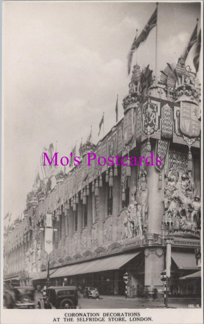 London Postcard - Selfridge’s Department Store, Coronation Decorations   RS39236