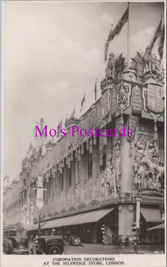 London Postcard - Selfridge’s Department Store, Coronation Decorations   RS39236