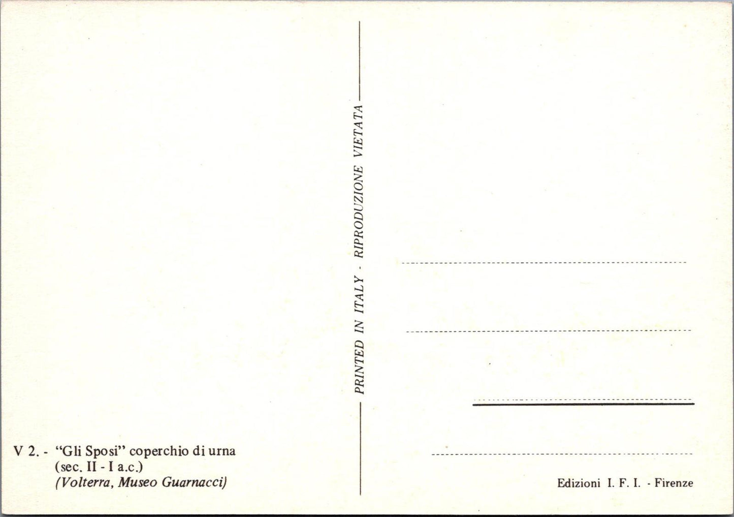 Italy Postcard-Volterra,Museo Guarnacci - "Gli Sposi" Coperchio Di Urna RRR1388