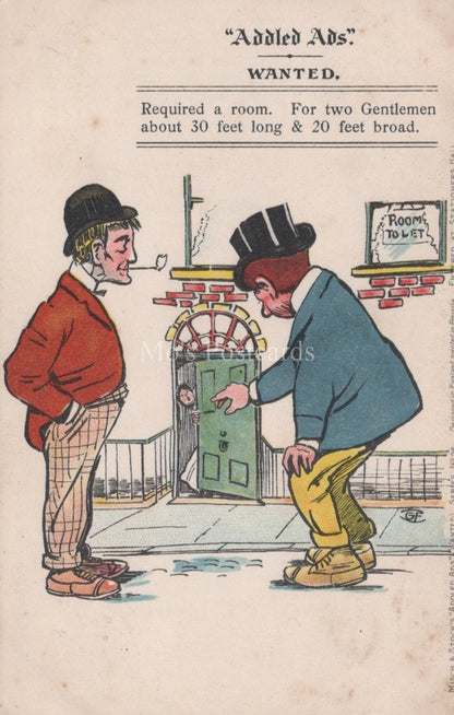 Comic Postcard - Addled Ads Wanted, Rental Property, Rooms To Let XT121