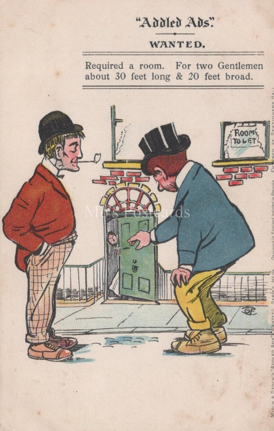 Comic Postcard - Addled Ads Wanted, Rental Property, Rooms To Let XT121