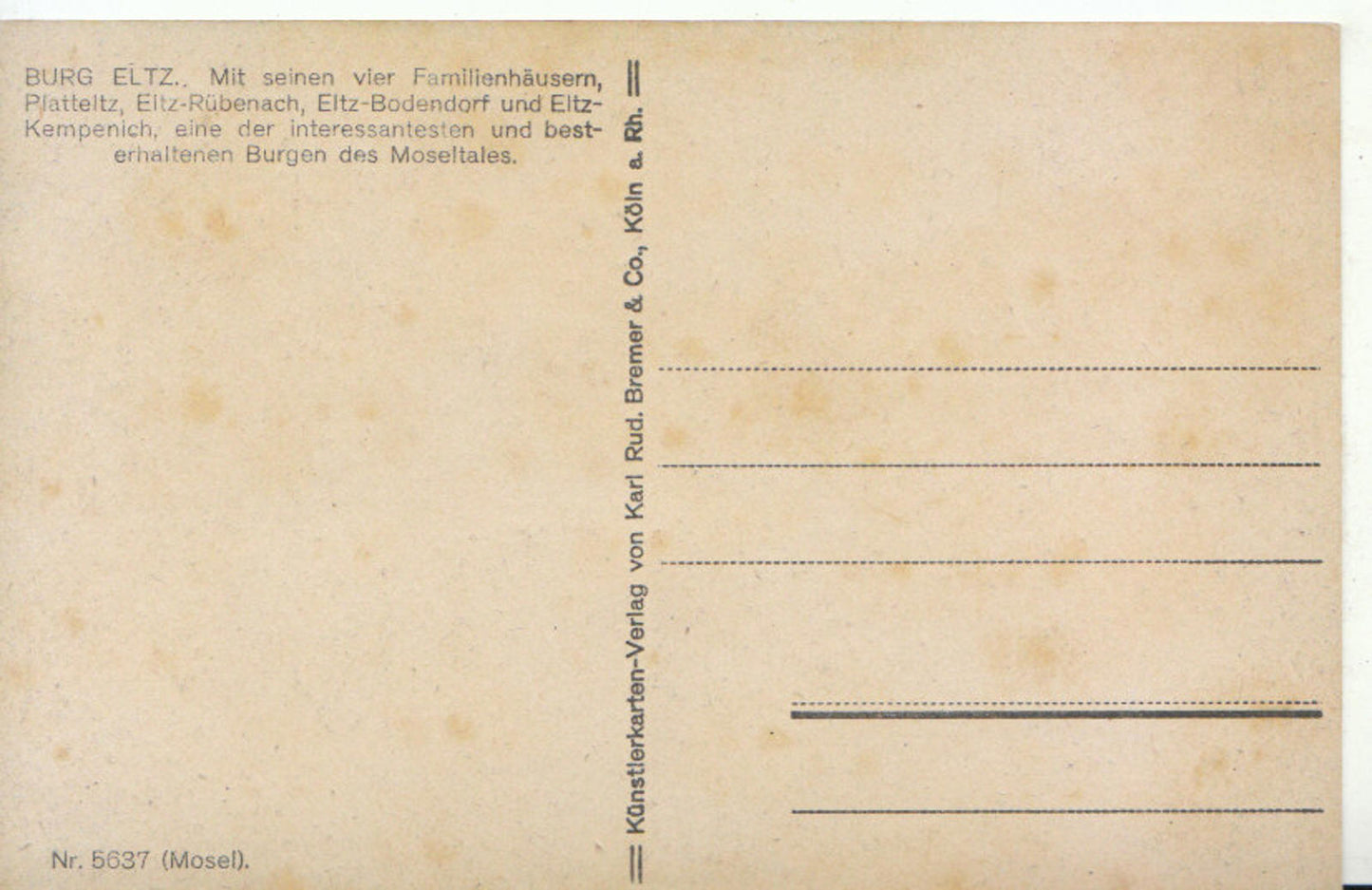 Germany Postcard - Burg Eltz   TZ1842
