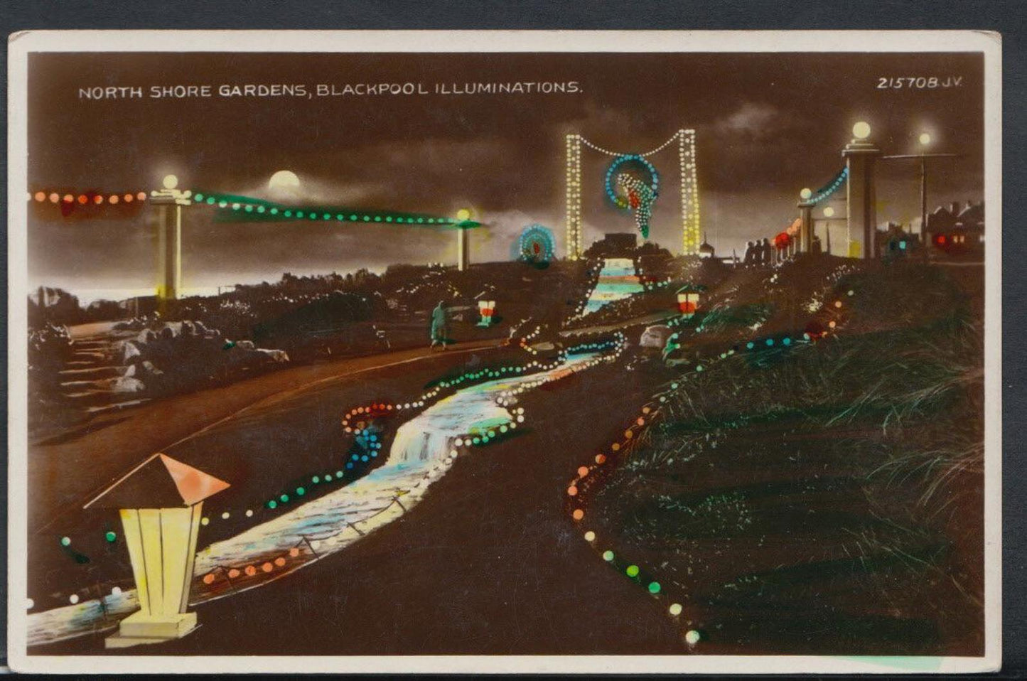 Lancashire Postcard - North Shore Gardens, Blackpool Illuminations   RS10092