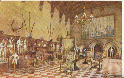 Warwick Castle The Great Hall Armoury Vintage Printed Art Postcard 2402A