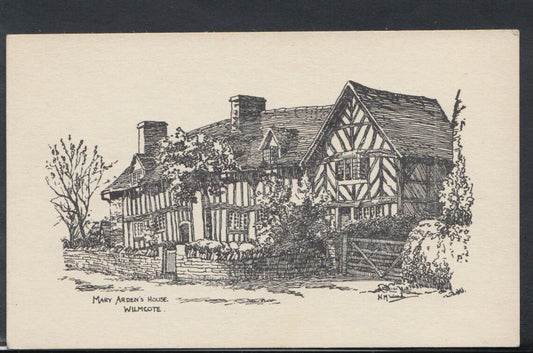 Warwickshire Postcard - Drawing of Mary Arden's House, Wilmcote    RS10081